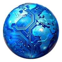 AI generated 3D world global network digital technology png