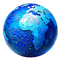 AI generated 3D world global network digital technology png