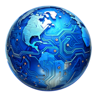 AI generated 3D world global network digital technology png