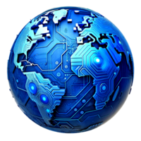 AI generated 3D world global network digital technology png