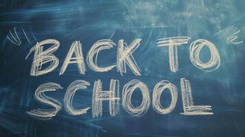 AI generated Photo of the text 'Back To School' written using colorful chalk on a classroom blackboard, generative AI