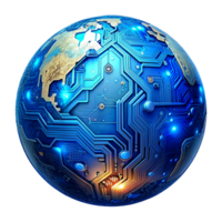 AI generated 3D world global network digital technology png