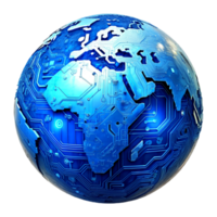 AI generated 3D world global network digital technology png