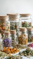AI generated Apothecary Jar Arrangement, background image, generative AI photo