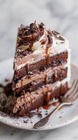 AI generated Decadent Indulgence, A chocolate ice cream cake cut open, generative AI photo