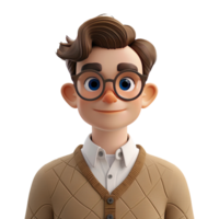 AI generated 3D Cute cartoon male teacher character png