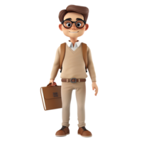 AI generated 3D Cute cartoon male teacher character png