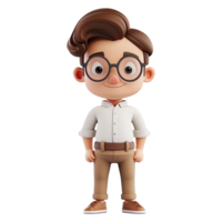 AI generated 3D Cute cartoon male teacher character png