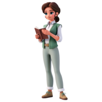 AI generated 3D Cute cartoon female teacher character on transparent background png