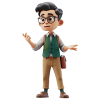 ai gerado 3d fofa desenho animado masculino professor personagem png