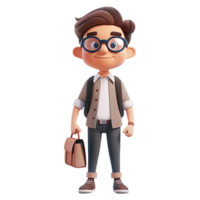 ai gerado 3d fofa desenho animado masculino professor personagem png