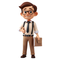 ai gerado 3d fofa desenho animado masculino professor personagem png