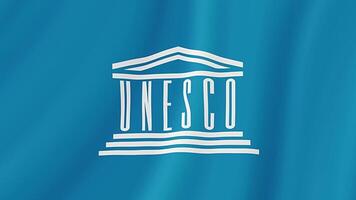 unesco agitando bandiera. realistico bandiera animazione. senza soluzione di continuità ciclo continuo sfondo video