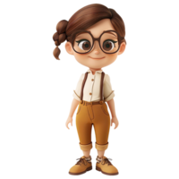 AI generated 3D Cute cartoon female teacher character on transparent background png