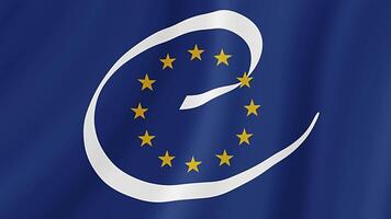 Council of Europe Waving Flag. Realistic Flag Animation. Seamless Loop Background video