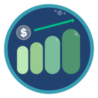 financiero dólar moneda negocio crecimiento arriba inversión concepto icono ilustración png