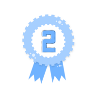 blue award certificate, Award with ribbons, gold silver bronze medal number 2 isolated on transparent background png