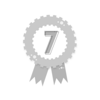 Grey award certificate, Award with ribbons, gold silver bronze medal number 7 isolated on transparent background png