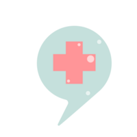 Medical chat bubble with cross icon. illustration in flat style. png