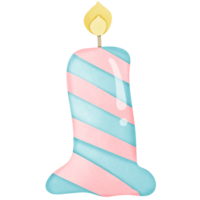 Happy birthday candle colorful with fire on top isolated on transparent background png