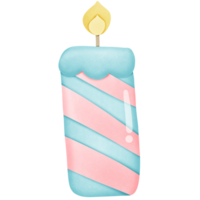 Happy birthday candle colorful with fire on top isolated on transparent background png