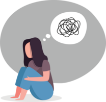 People are in a stressful lonely mood flat design png