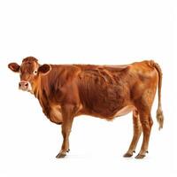 AI generated Full body red cow isolated on white background. photo