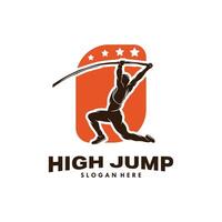 High Jump vector logo design template
