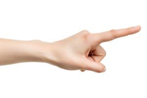 AI generated side view female hand pointing finger PNG