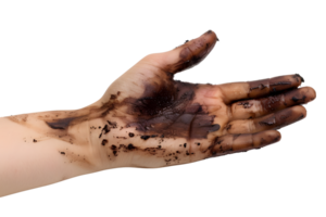 AI generated dirty hands exposed to wild soil PNG