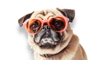 ai gerado engraçado pug cachorro com oculos de sol png