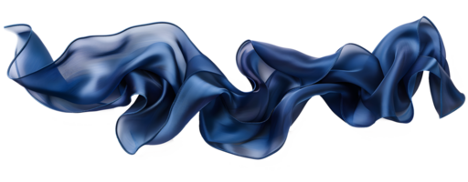 AI generated Wavy smooth elegant blue silk or satin luxury cloth PNG