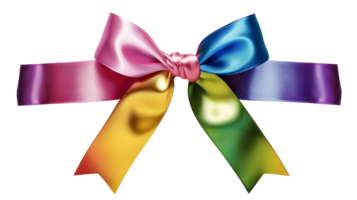 AI generated Realistic Colorful Ribbon Bow Isolated On Transparent Background png