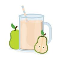 un vaso de Pera jugo con un paja. jugos con diferente sabores Fruta jugos vector