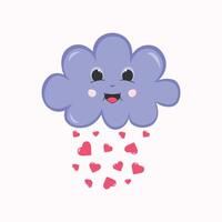 vector personaje - linda y contento púrpura nube con corazones.