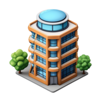 AI generated Office building isometric icon isolated on transparent background png