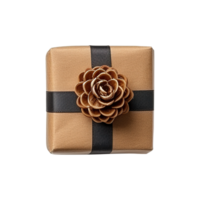 AI generated Brown gift box with ribbon isolated on transparent background png