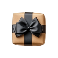 AI generated Brown gift box with ribbon isolated on transparent background png