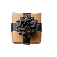 AI generated Brown gift box with ribbon isolated on transparent background png