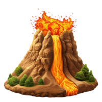 AI generated Volcanic eruption 3d icon isolated on transparent background png