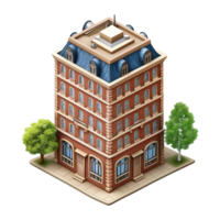 AI generated Office building isometric icon isolated on transparent background png