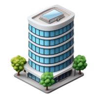 AI generated Office building isometric icon isolated on transparent background png