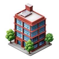 AI generated Office building isometric icon isolated on transparent background png