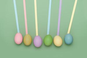 Row of eggs with leading geometric lines. Fun Easter background photo