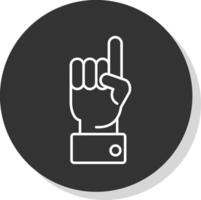 Raised Finger Line Grey  Icon vector