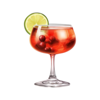 AI generated Alcoholic cocktail with ice and fruits isolated on transparent background png