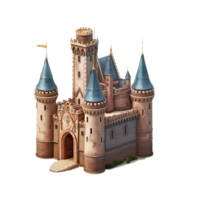 ai generiert Fantasie Schloss 3d Symbol isoliert auf transparent Hintergrund png