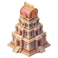 AI generated Hindu temple 3d icon isolated on transparent background png