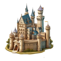 AI generated Fantasy castle 3d icon isolated on transparent background png