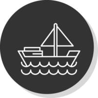 Dinghy Line Grey  Icon vector